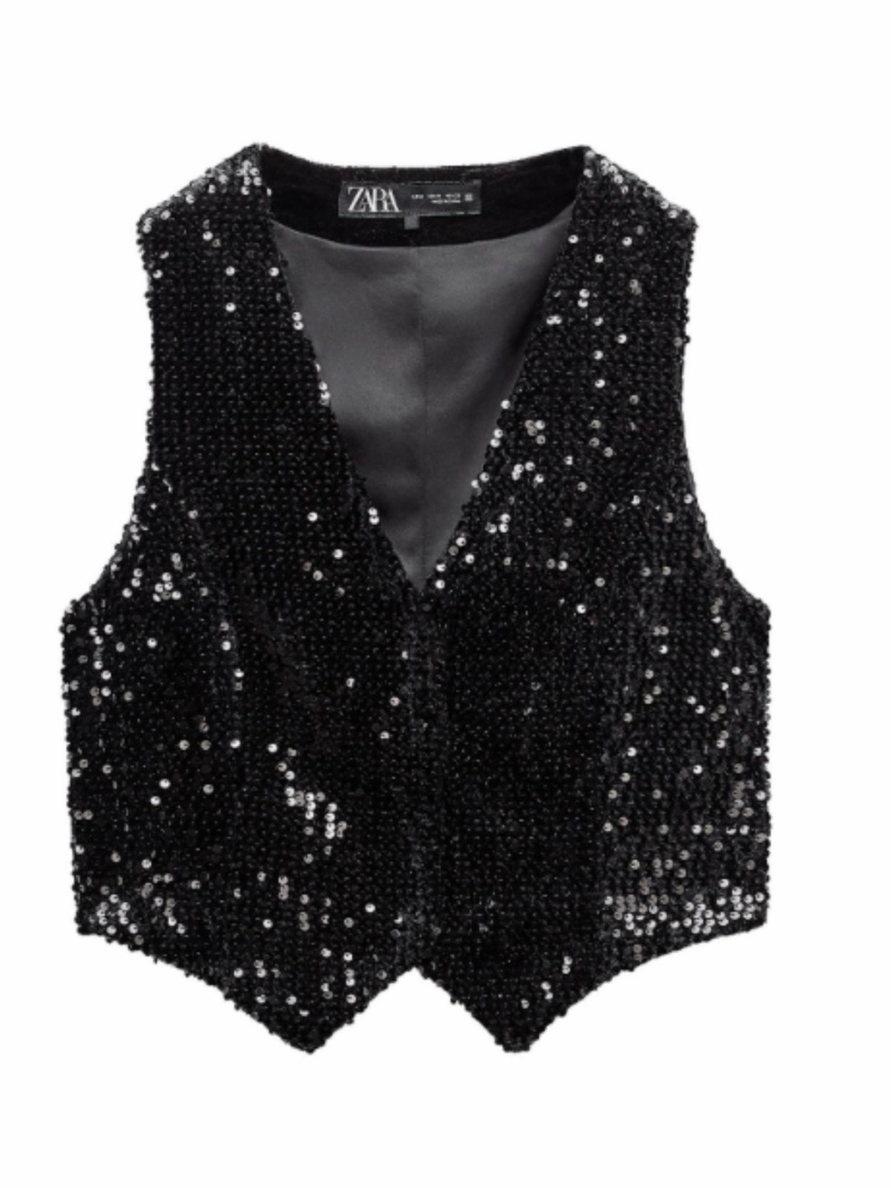 ZARA Black Sequin Velvet Vest Top